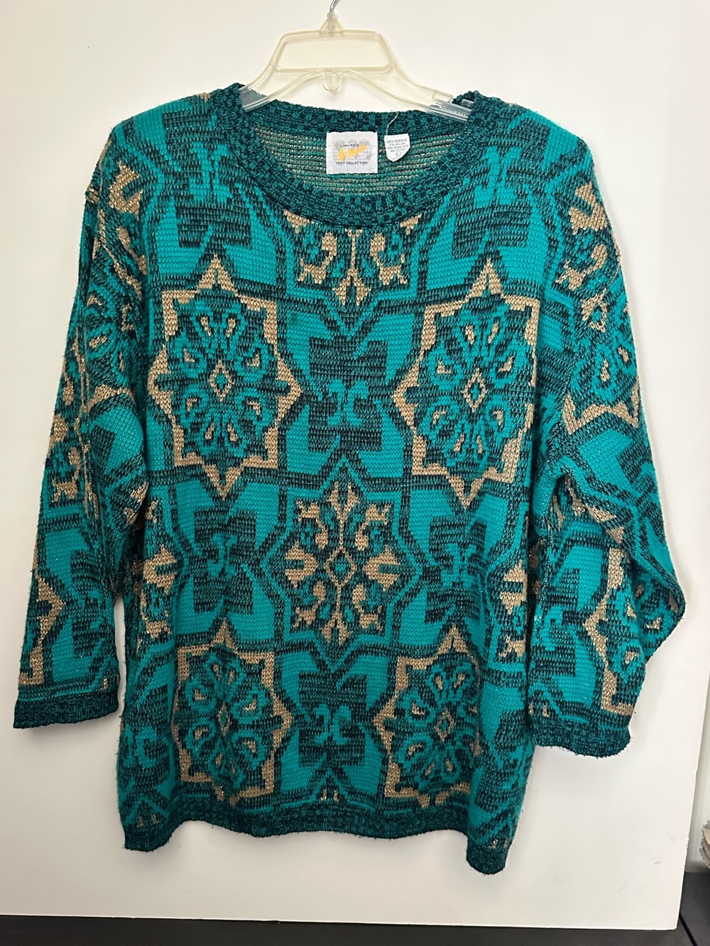 Express Vintage 1987 Limited Colect. Geometric Knit Sweater w/Metalic Fiber~L